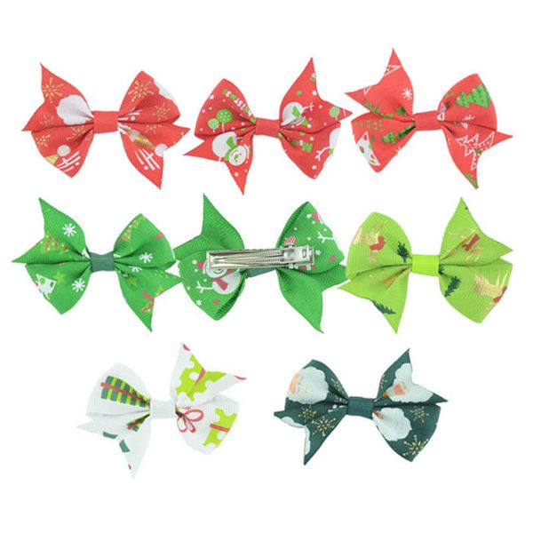 

girls hair accessories hairclips bb clip kids barrettes clips baby children accessory christmas hairpin cartoon headdress party ribbed bow 2, Slivery;white