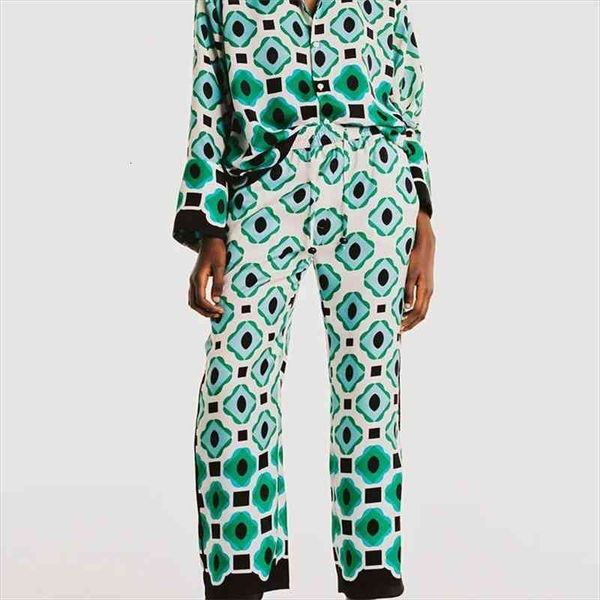

trousers fashion geometric graphic print y2k retro drawstring side pockets silk trousers women high waist pants for women, Black;white