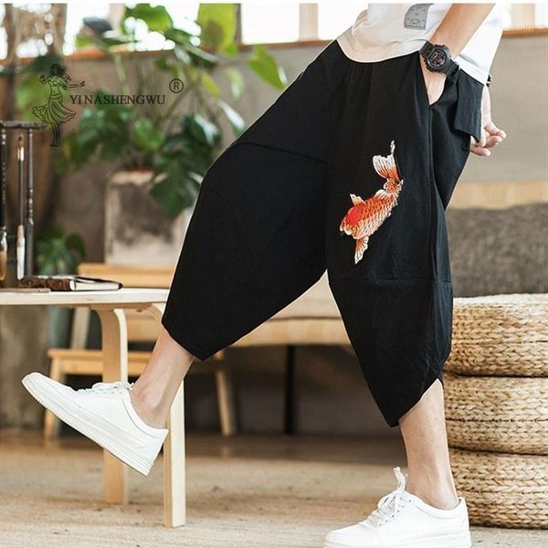 

ethnic clothing summer men carp kimonos japanese style harajuku yukata beam feet harem pants youth casual asian japan print male costume, Red