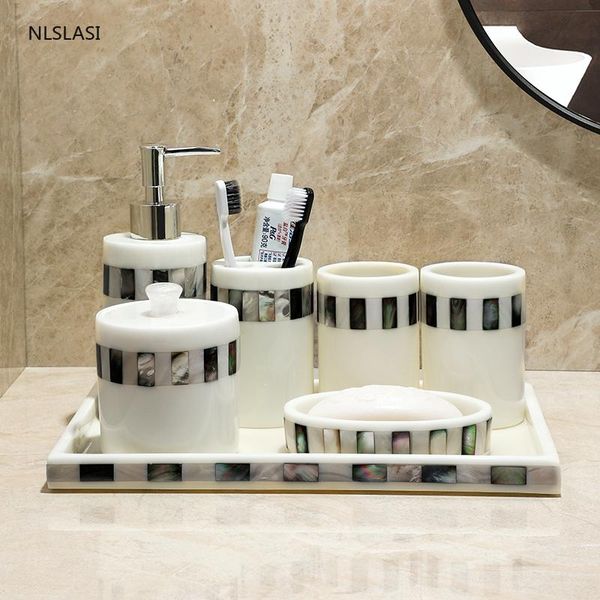 

bath accessory set european shell pattern resin bathroom five/six-piece suit supplies kit toiletries wash home decorative accessories