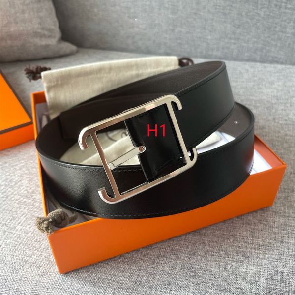 

designer men's belt genuine leather h buckle business fashion reversible belt black blue green orange width 3.8cm, Black;brown