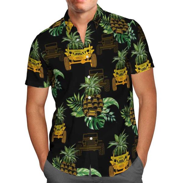 

men's casual shirts pineapple 3d beach hawaiian 2021 summer shirt short sleeve streetwear oversized 5xl camisa social chemise homme-131, White;black