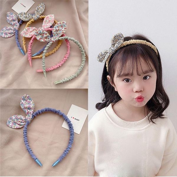 

hair accessories kids cute lovely cloth flowers printed hairband small fresh style fashion baby girls ears bowknot headband hoops, Slivery;white