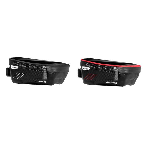 

cycling bags 2pcs wild man bicycle bag waterproof press screen mobile phone front tube frame cellphone bike accessory