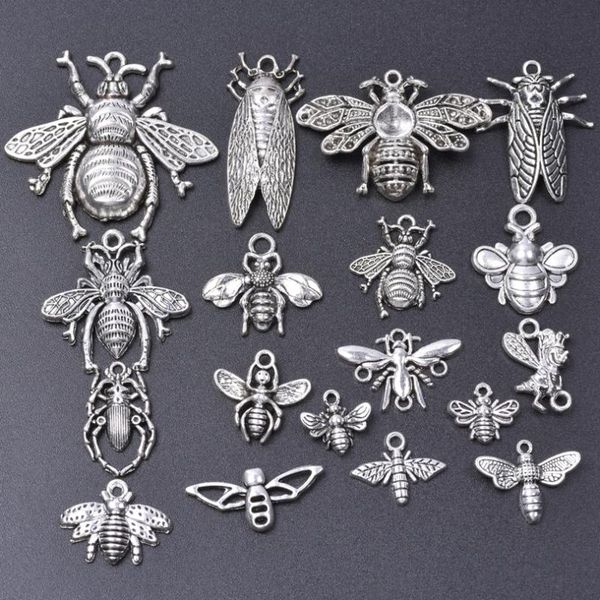 

charms mixed factory direct alloy insect bee animal bat pendant for diy necklace bracelet jewelry making accessories, Bronze;silver