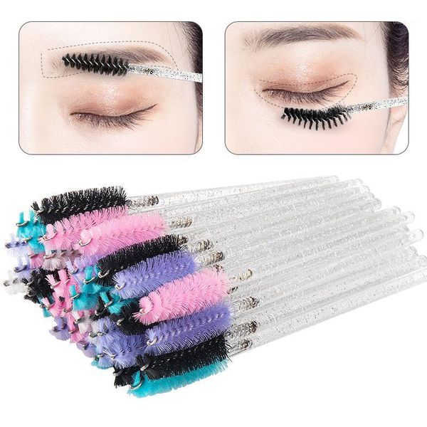 

50pcs disposable crystal eyelash brush comb false eyelashes extension brushes mascara wands makeup professional beauty tool1