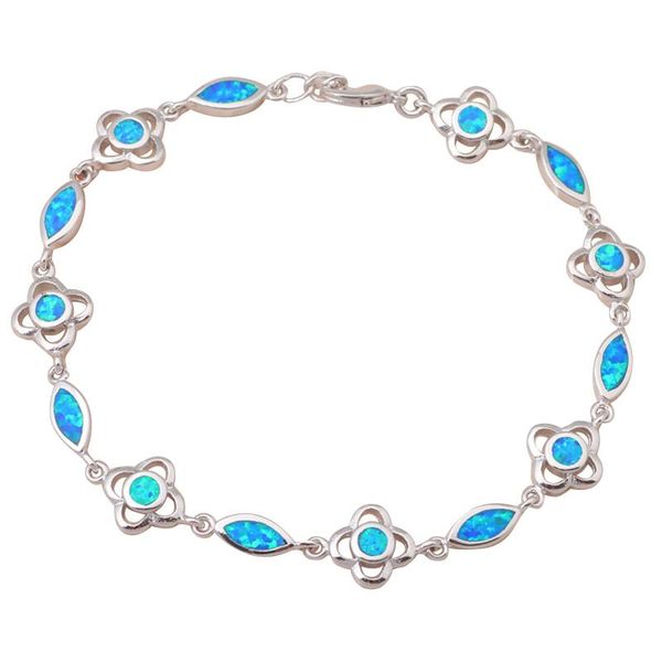

charm bracelets lady's wholesale & retail blue fire opal stamped silver fashion jewelry anniversary ob016, Golden;silver