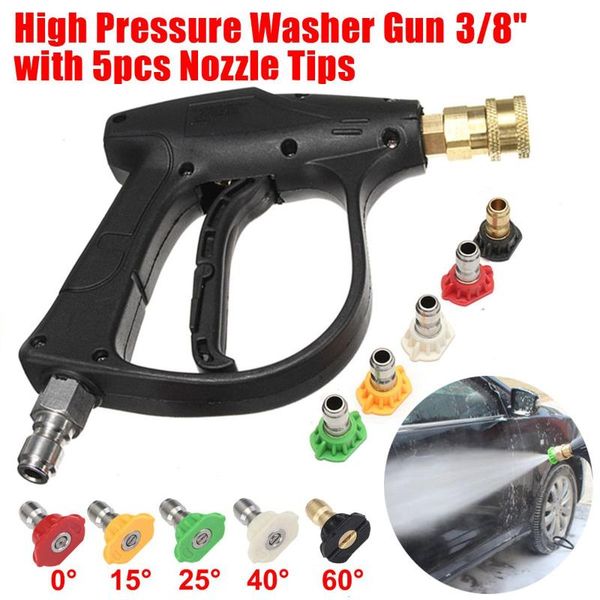 

water gun & snow foam lance 3000psi high pressure washer guns 3/8" 1/4" quick connect adapter with 5 nozzle tips spray pot for kar