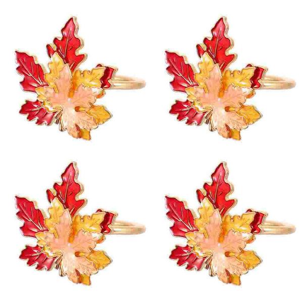 

napkin rings 4pcs maple design buckles for decor (assorted color)