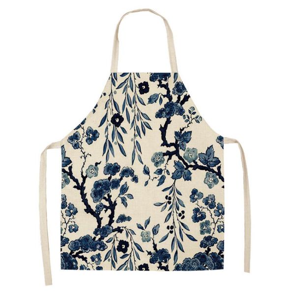 

aprons retro plant flower print sleeveless apron children's home men's and women's anti-fouling kitchen waist bib pinafore