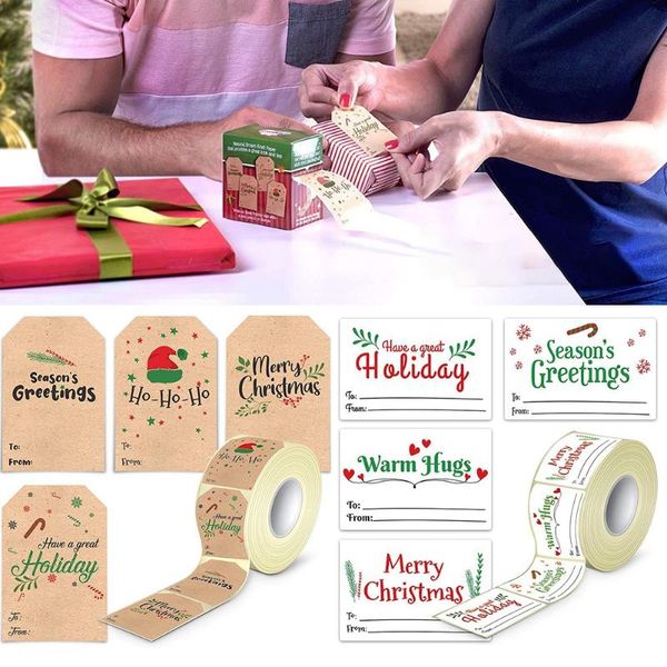 

gift wrap 1 roll merry christmas theme seal labels stickers envelope cards package label birthday party for business labe