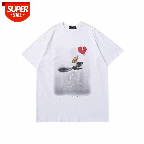 

love butterfly print short-sleeved t-shirt men's lazy half-sleeved loose round neck five-point sleeves #vz1t, White;black