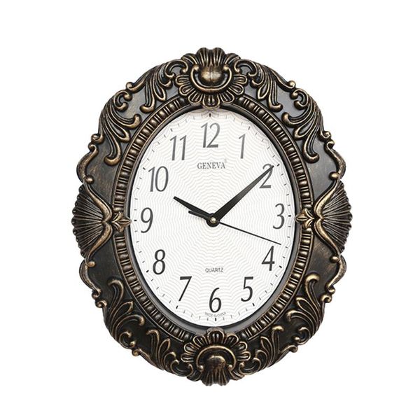 

wall clocks accurate accessories indoor practical retro oval plastic gift battery operated non-ticking bathroom clock silent home decor