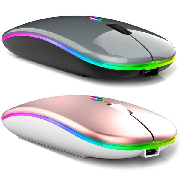 

pcs bluetooth & 2.4g slim wireless mouse, portable dual mode rechargeable mouse (gray rose gold) mice