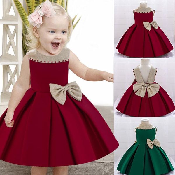

girl's dresses baby girl infant princess dress lace foral party toddler baptism custumes kids for first 1 year birthday, Red;yellow