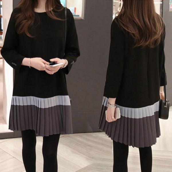 

maternity dresses pregnancy women fashion base dress regnant clothes wear go out long sleeved loose look younger comfort, White