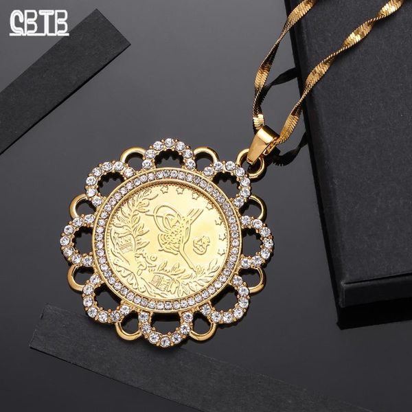 

pendant necklaces wholesale rabiya ancient coin muslim crystal necklace women/men golden vintage jewelry middle east africa gifts, Silver