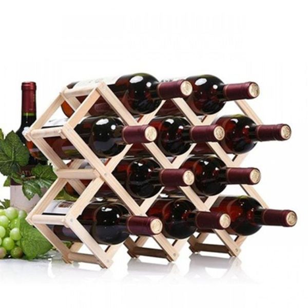 

hooks & rails foldable wooden wine bottle holder shelves holds 3/6/10 bottles rack