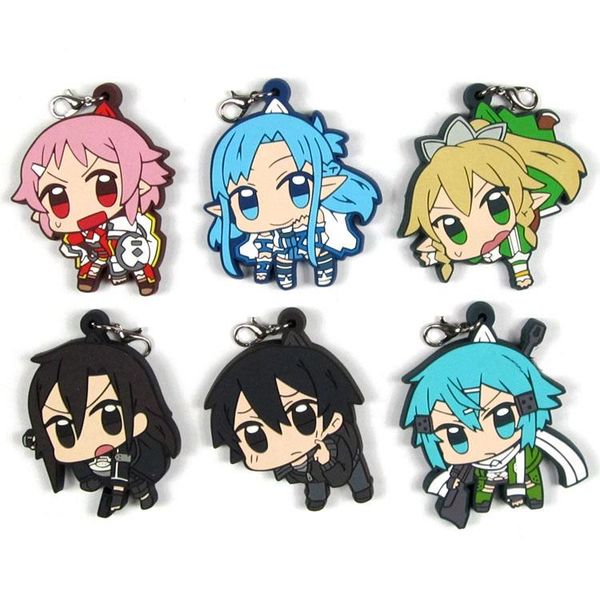 

keychains 2021 sword art online original japanese anime figure rubber silicone sweet smell mobile phone charms/key chain/strap d155, Silver