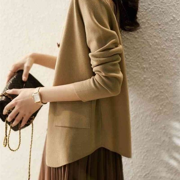 

2021 spring and autumn new versatile slim sweater cardigan jacket women's loose zwi360438ag, Black