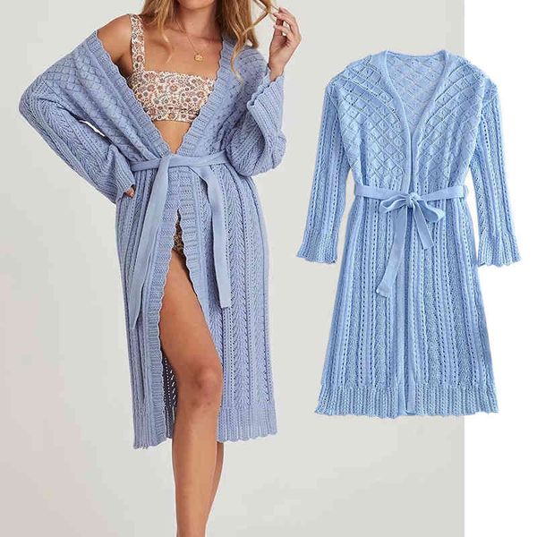 

casual dresses women spring and autumn open stitch belt dress elasticity long sleeve knitting slim waist 8yix, Black;gray