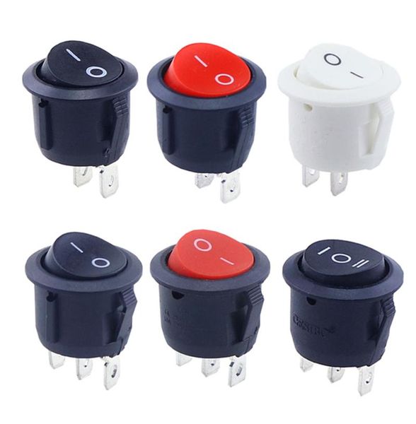 

smart home control 1pc red black white on/off round rocker toggle switch 6a/250vac 10a 125vac power cap with plastic push button 2pin