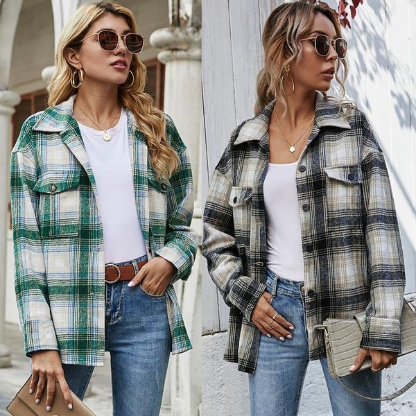 

women's hoodies & sweatshirts 2021 arrived plaid hoodie sweatshirt women flannel fleece style hip hop high street casual cardigan long-, Black