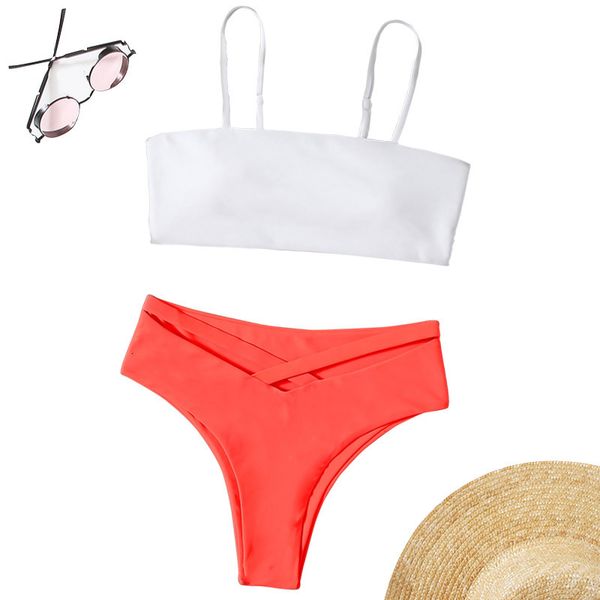 

2021 split suspender triangle bikini bra spring swimsuit, White;black
