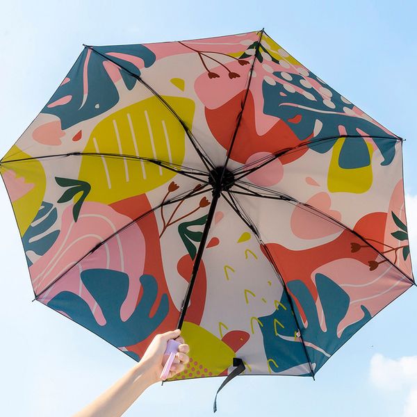 

fresh black glue sunscreen umbrella girl heart sunny rain portable small folding sunshade