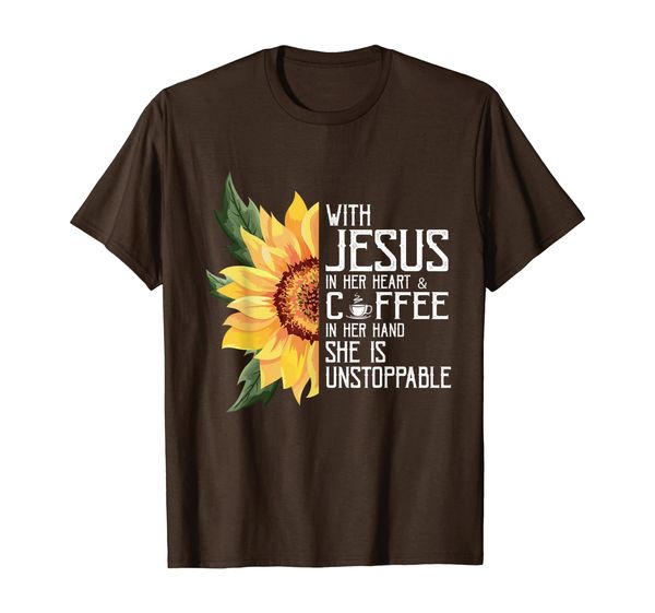 

With jesus in her heart and coffee sunflower t shirt T-Shirt, Mainly pictures