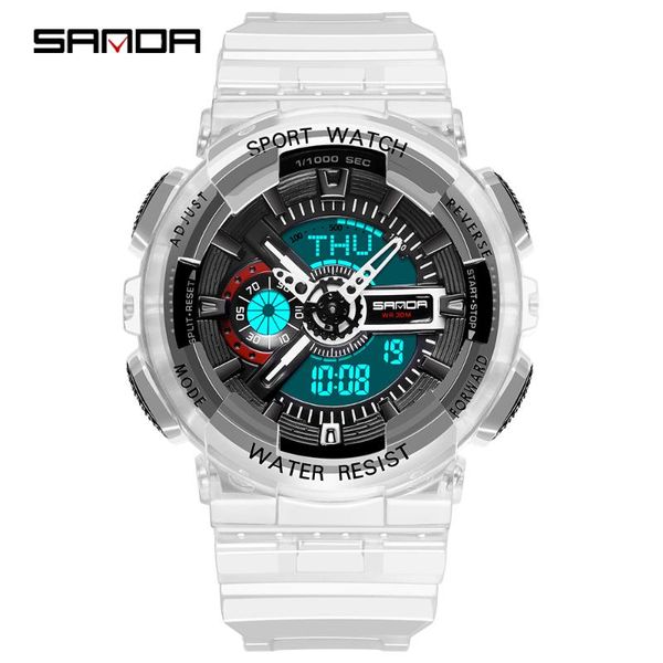 

digtal watch men watches for women outdoor sport ladies waterproof led transparent couple alarm clock wristwatches, Slivery;brown