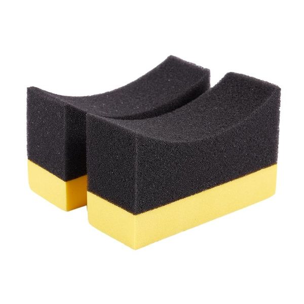 

car sponge 2x contoured auto wheels brush tools applicator special for tire hub cleaning dressing waxing polishing yellow+black