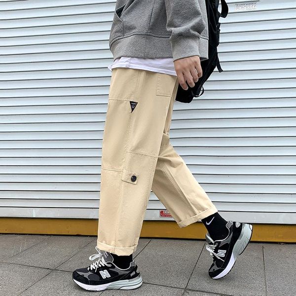 

men's pants 2021 summer khaki straight large size 5xl wide-leg cotton black overalls spring and autumn harem