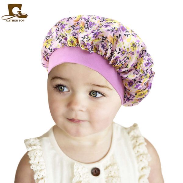 

children's printed satin nightcap baby hat silk round hat k-14, Yellow