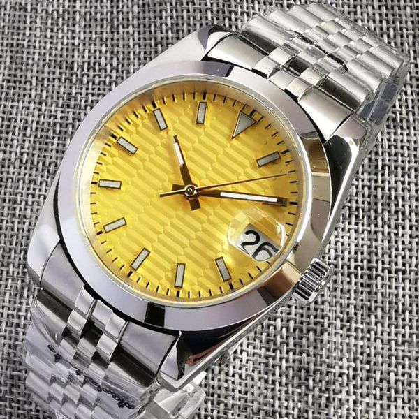 

wristwatches 36/39mm luminous automatic men's watch golden dial sapphire glass oyster bracelet 24 jewels nh35a movement polished bezel, Slivery;brown