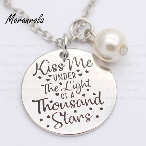 

pendant necklaces arried"kiss me under the light of a thousand stars"copper necklace keychain,charm love kiss stars valentine wedd, Silver