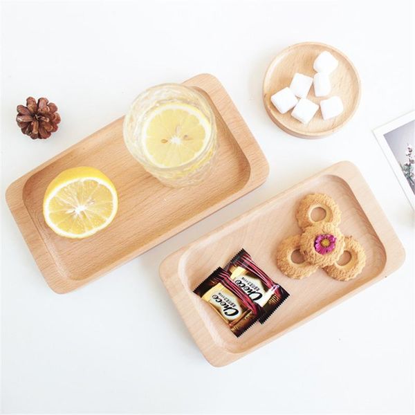 

kitchen storage & organization binaural rectangle wood plate zakka natural dessert cake tray jewelry display candy snacks for home decor