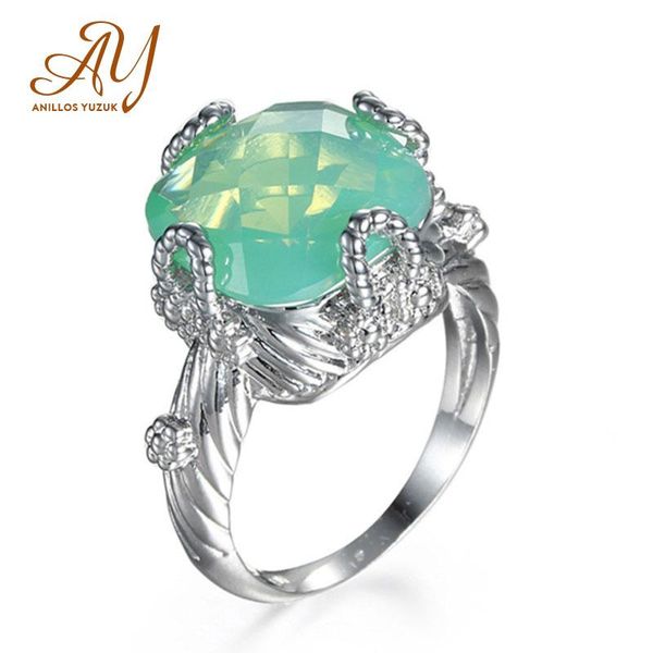 

cluster rings anillos yuzuk fashion cubic zirconia silver color ring shinning delicate green cz band for women jewelry, Golden;silver