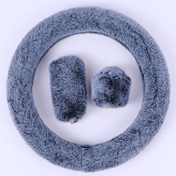 

steering wheel covers plush car cover universal grip men and women winter warm three-piece set gear handbrake