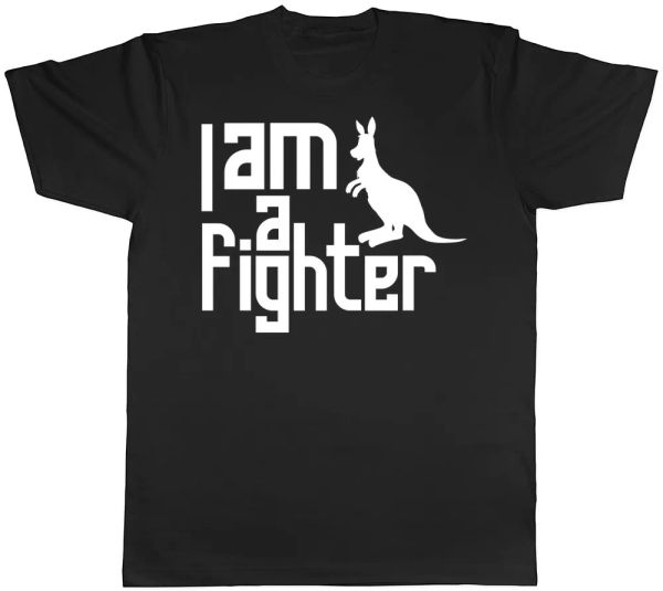 

i am a fighter kangaroo mens womens ladies t-shirt, White;black