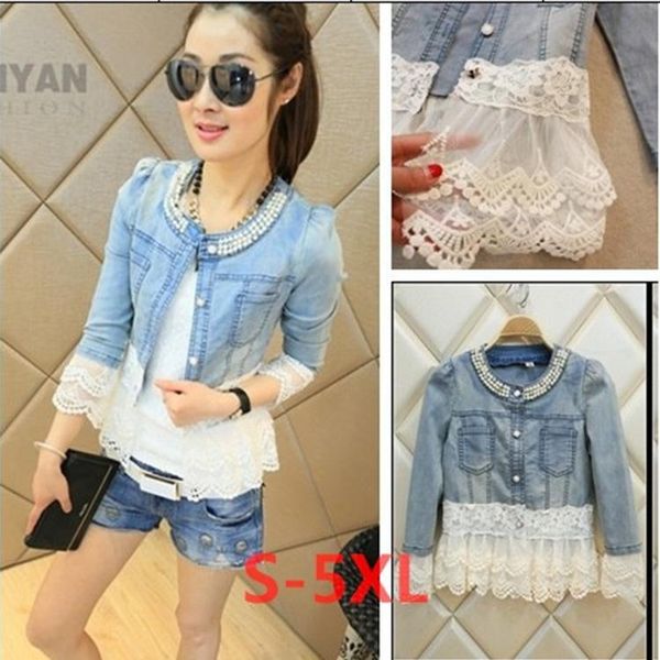 

women's jeans sale wish selling fashion nail bead blasting version of cowboy coat show thin stitching clothing short, Blue
