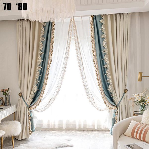 

french luxury retro imitation silk american light living room bedroom blackout simple european curtain customization & drapes