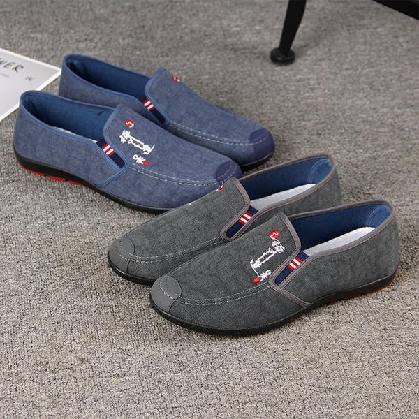 

dress shoes fashion slip-on men's canvas breathable lightweight comfortable men summer casual lazy flat, Black