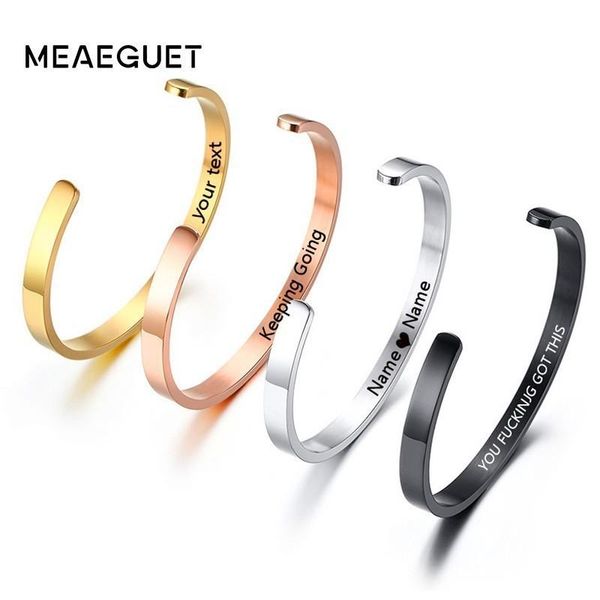 

cuff stainless steel womens bracelet custom bangle 6mm name personalized femme lady girls gifts, White