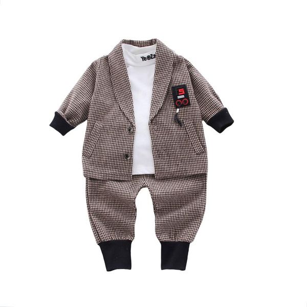 

clothing sets opperiaya children set long sleeve t-shirts and plaid jacket pants three-piece suit for birthday party pography, White