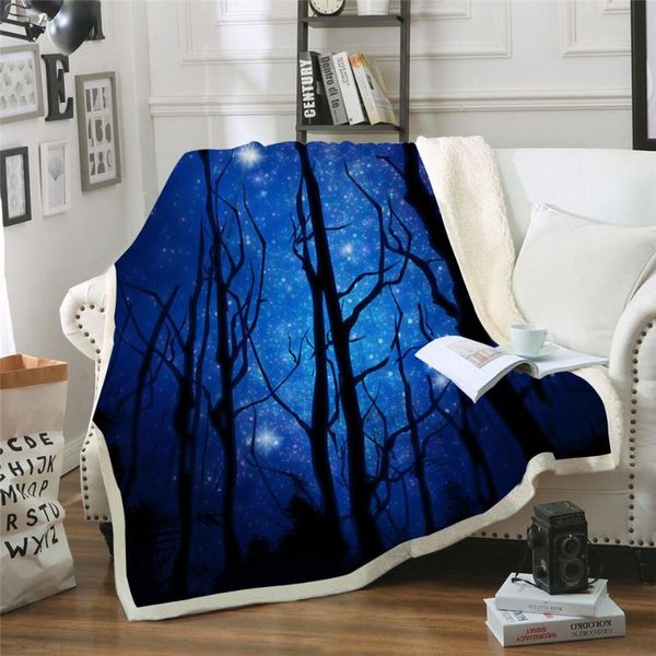 

blankets forest night printed velvet blanket bed cover little girl sofa sherpa