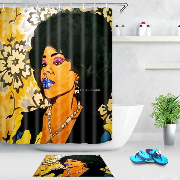 

sell 3d digital printing shower curtain african beauty polyester waterproof and mildew proof curtains