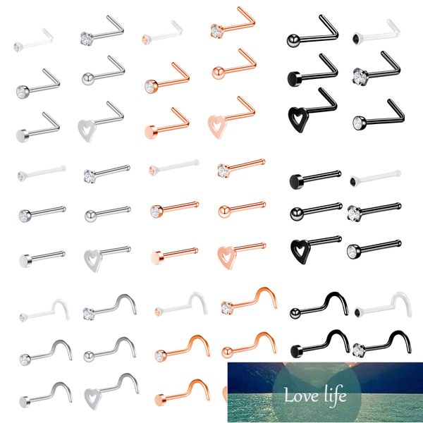

zs 6pcs fashion nose septum piercing studs set 18g stainless steel nose septum studs body piering jewelry for nose piercing, Golden;silver