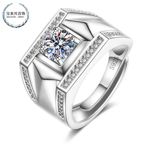 

live fashion personality domineering diamond mosangshi ring, Golden;silver