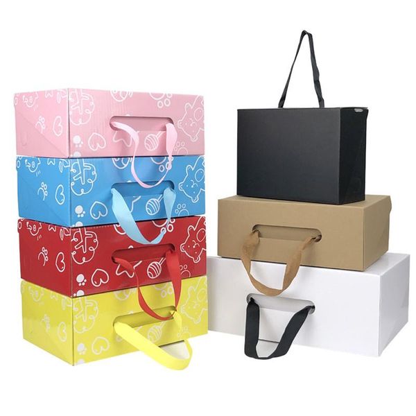 

gift wrap 50pcs/lot colorful kraft paper box cartoon carton packaging suitable for children clothes shoes